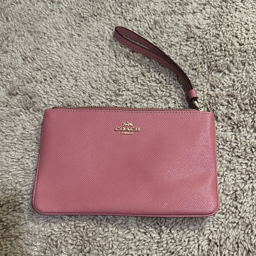 COACH Pink Leather Wristlet Clutch